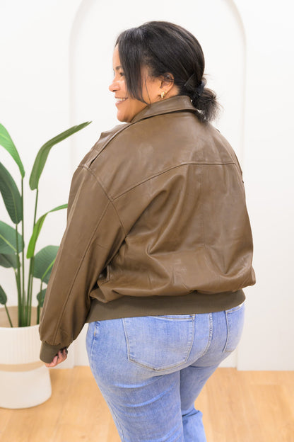 Stay With Me Faux Leather Bomber Jacket