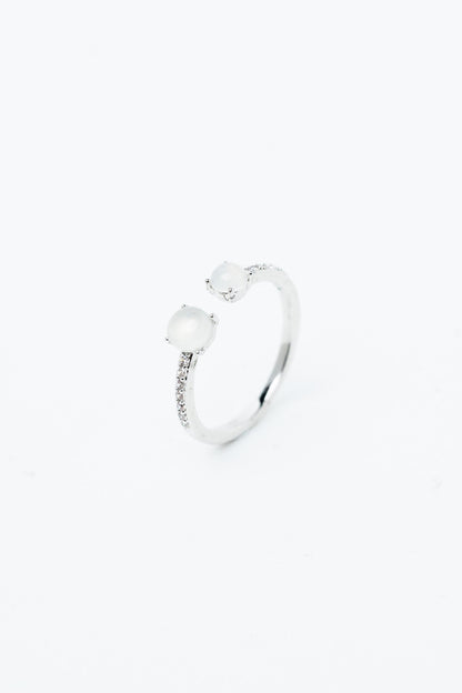 Lucinda Ring Double Round - Silver Opal