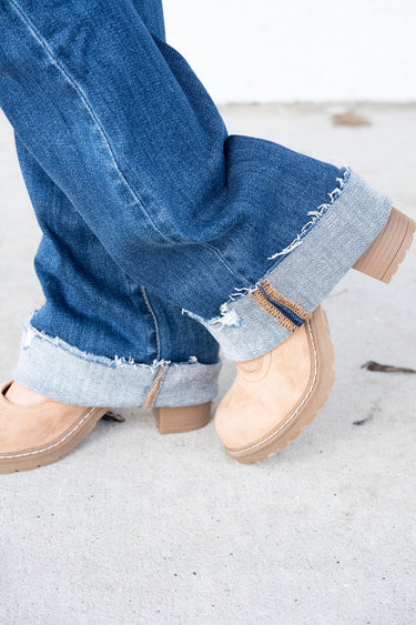 Crushing It By Lovervet - Raw Hem Bootcut Jeans
