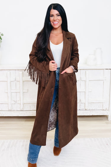 Giddy Up Glam Faux Suede Maxi Coat - 2 Colors!