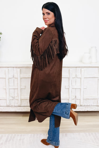 Giddy Up Glam Faux Suede Maxi Coat - 2 Colors!