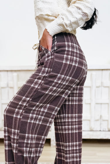 Together We Ride Plaid Pants - Brown