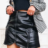 The Sassy Staple Faux Leather Skirt - Black