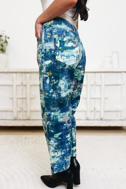 Abstract Reflections Floral Jeans - Blue