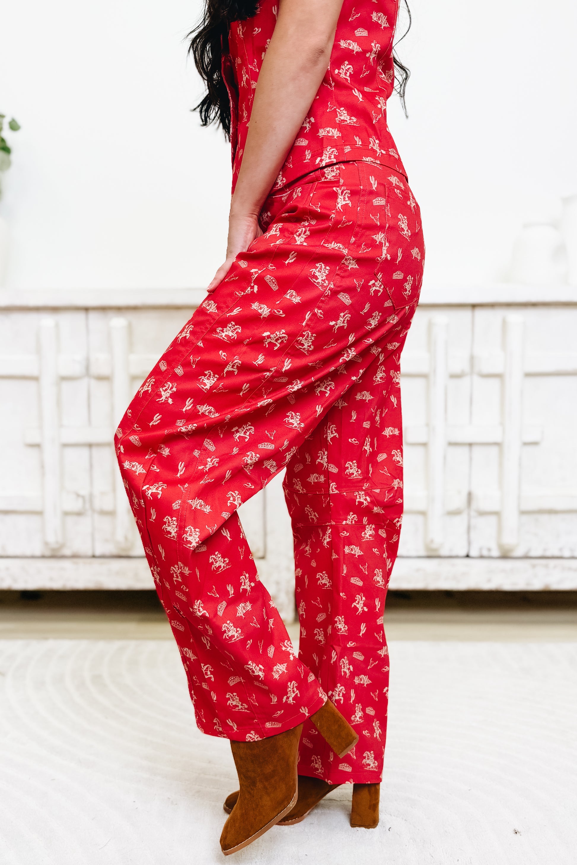 Saddle Up For A Good Western Pants - Red Multi