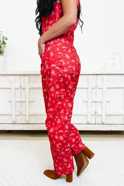 Saddle Up For A Good Western Pants - Red Multi