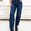 Confidence Is Key By Mica - Ankle Straight Barrel Jeans - Regal Navy