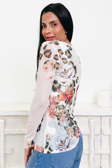 Blooming Blaze Leopard Floral Top