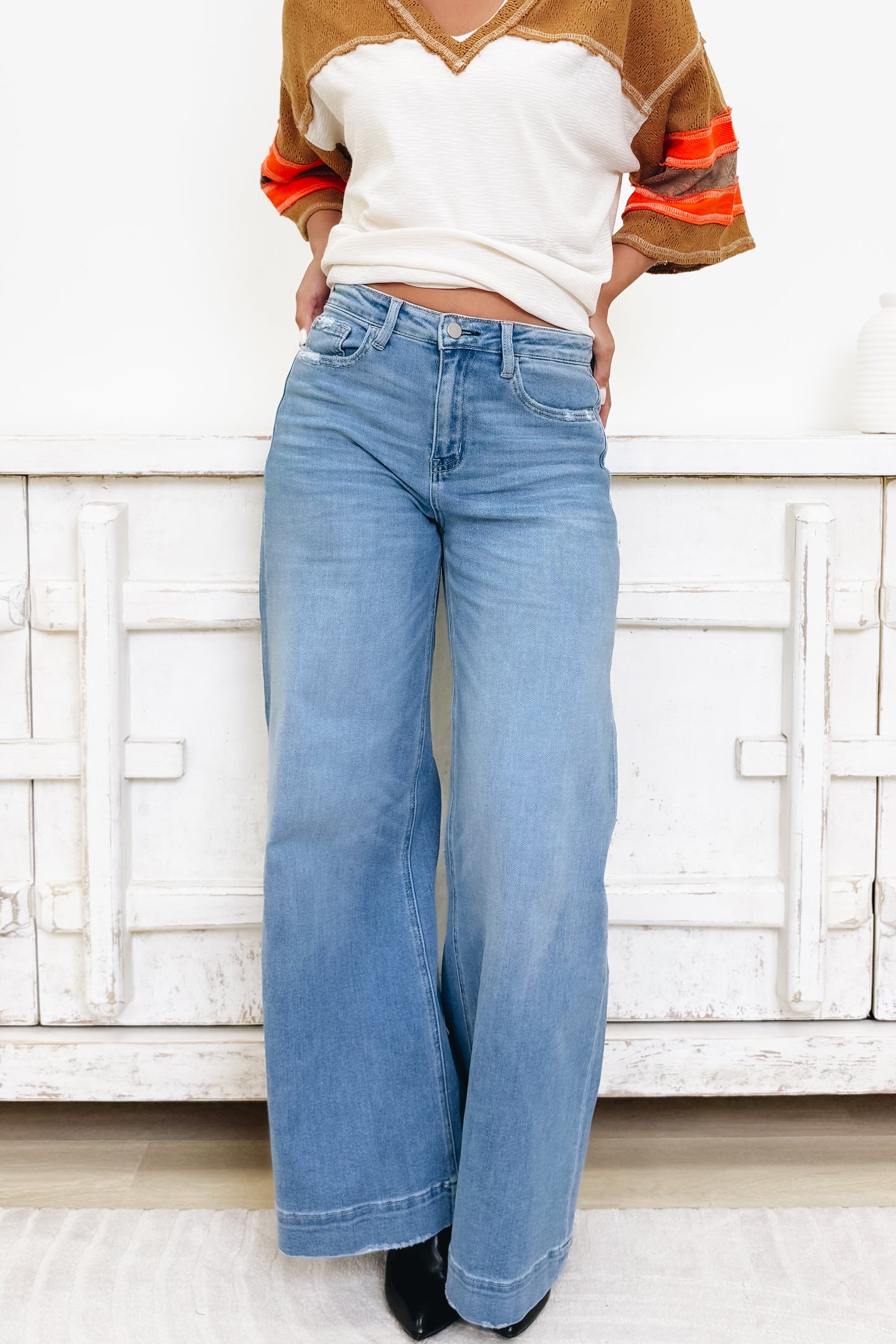 Walk In Wonder By Flying Monkey - High Rise Wide Leg Jeans