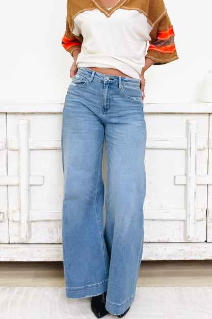 Walk In Wonder By Flying Monkey - High Rise Wide Leg Jeans