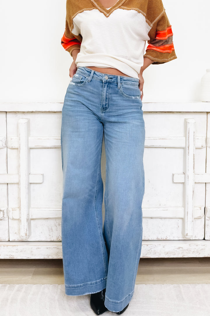 Walk In Wonder By Flying Monkey - High Rise Wide Leg Jeans