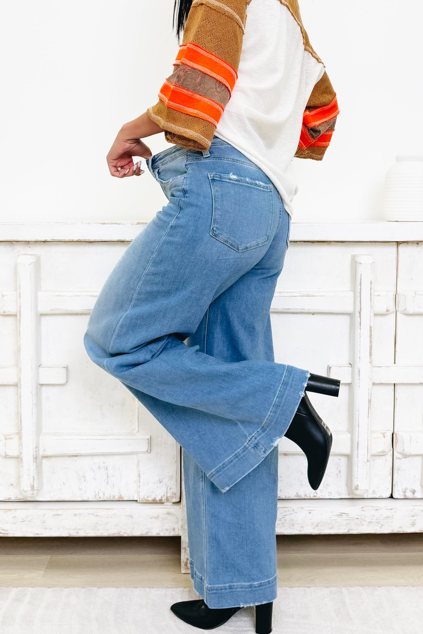 Walk In Wonder By Flying Monkey - High Rise Wide Leg Jeans