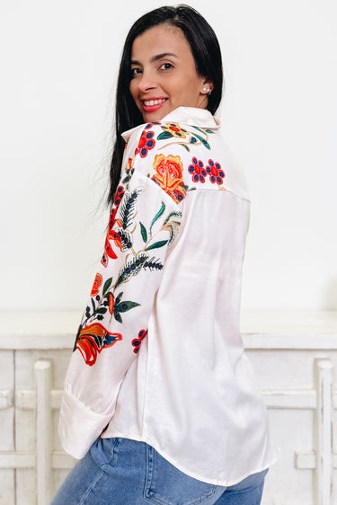 In Full Bloom Floral Button Down Top