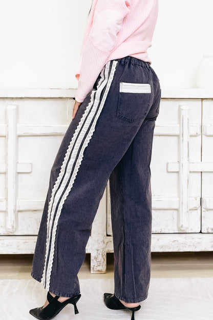 Dot Your Heart Out Polka Dot Denim Pants - Denim Blue