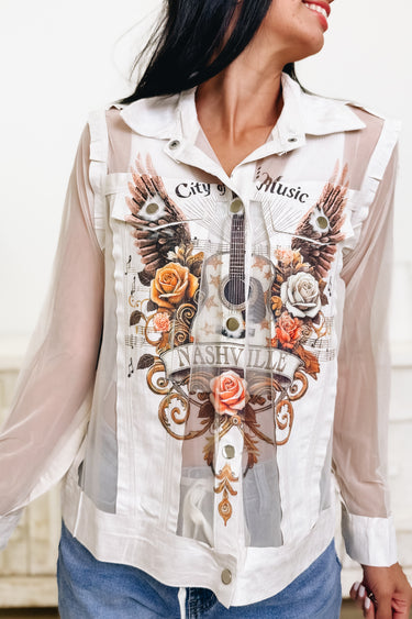 City Of Music Faux Suede Mesh Jacket