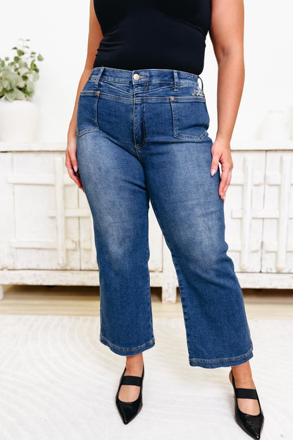 Peace & Positivity By Saige Denim - High Rise Embroidered Jeans - Medium