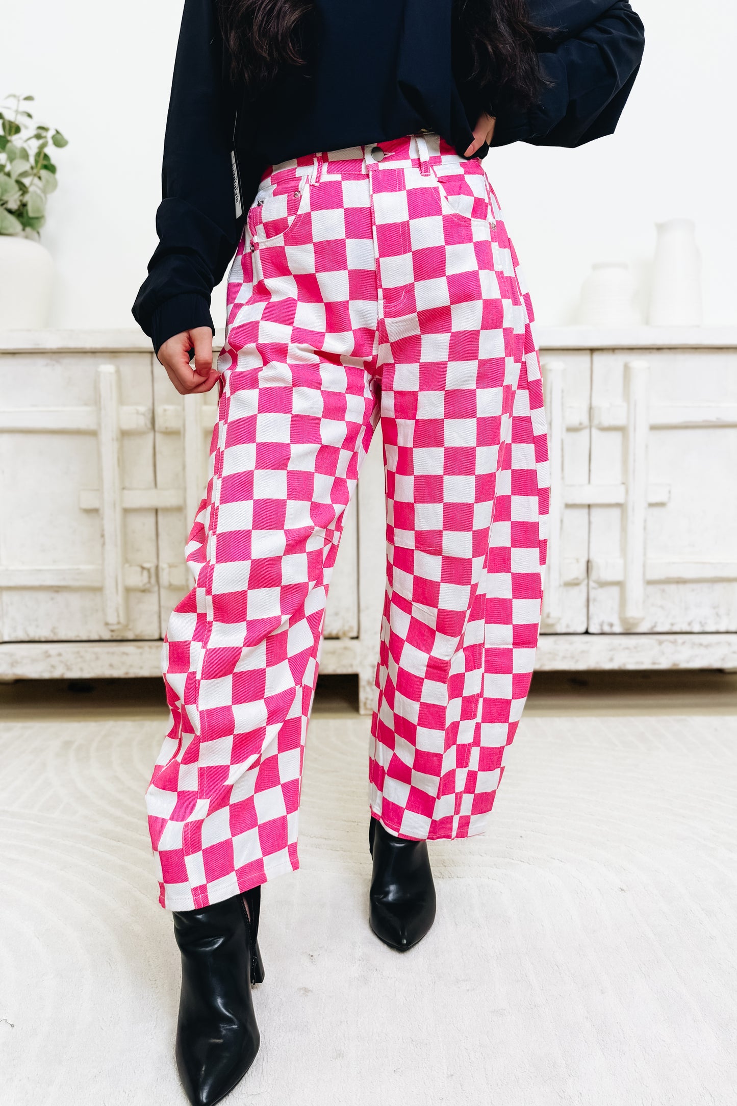 Fast Lane Checkered Barrel Pants - 2 Colors!