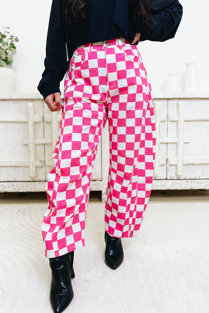 Fast Lane Checkered Barrel Pants - 2 Colors!