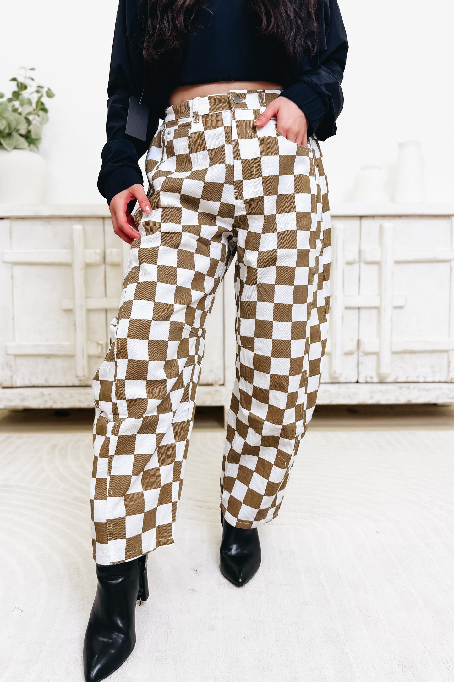 Fast Lane Checkered Barrel Pants - 2 Colors!