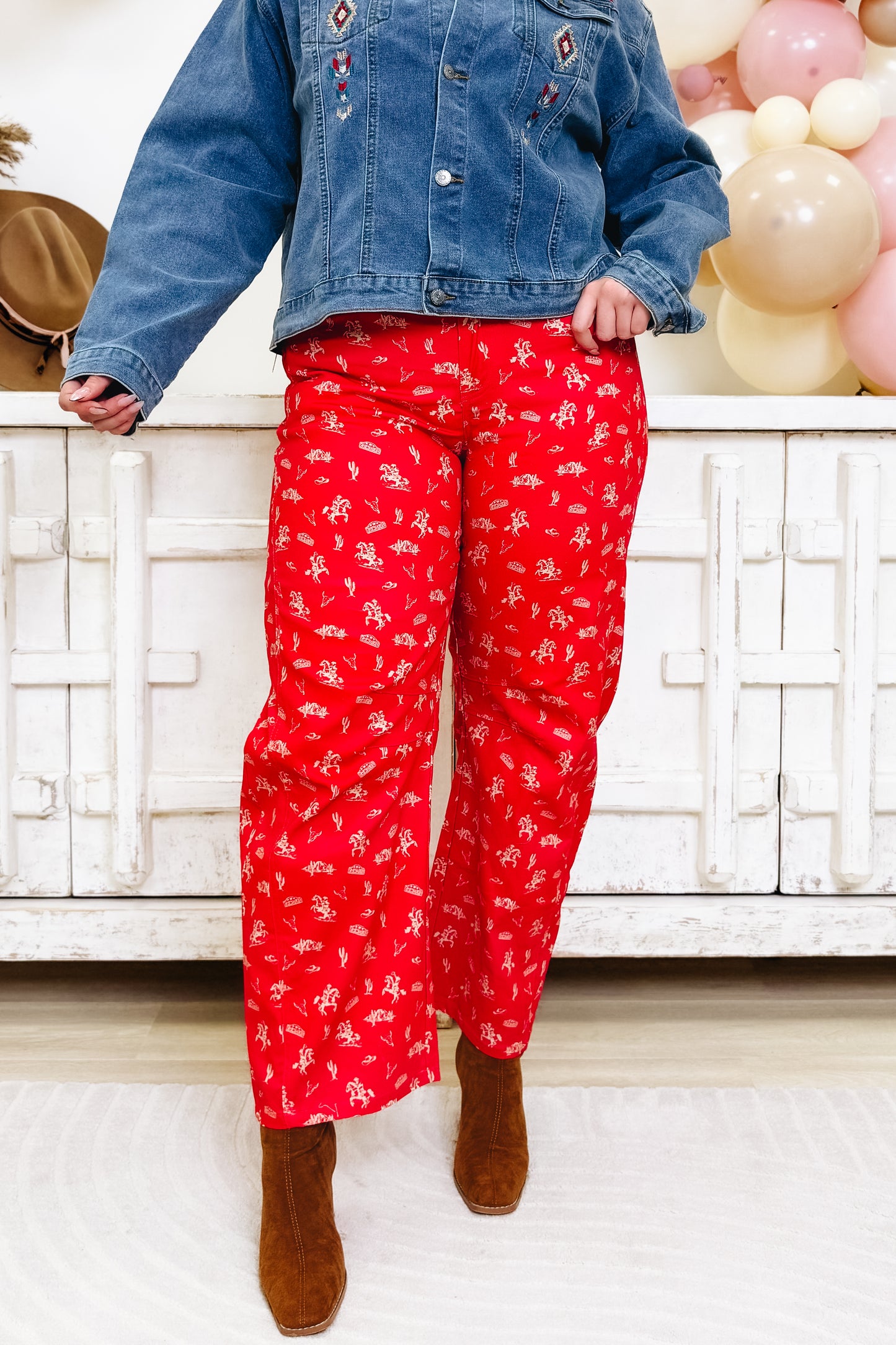 Saddle Up For A Good Western Pants - Red Multi
