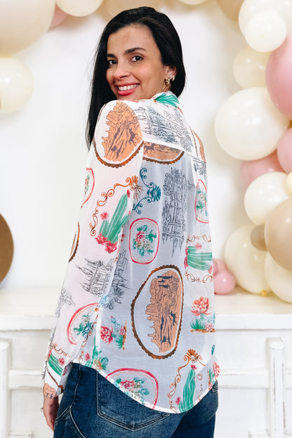 Cacti Country Button Down Top