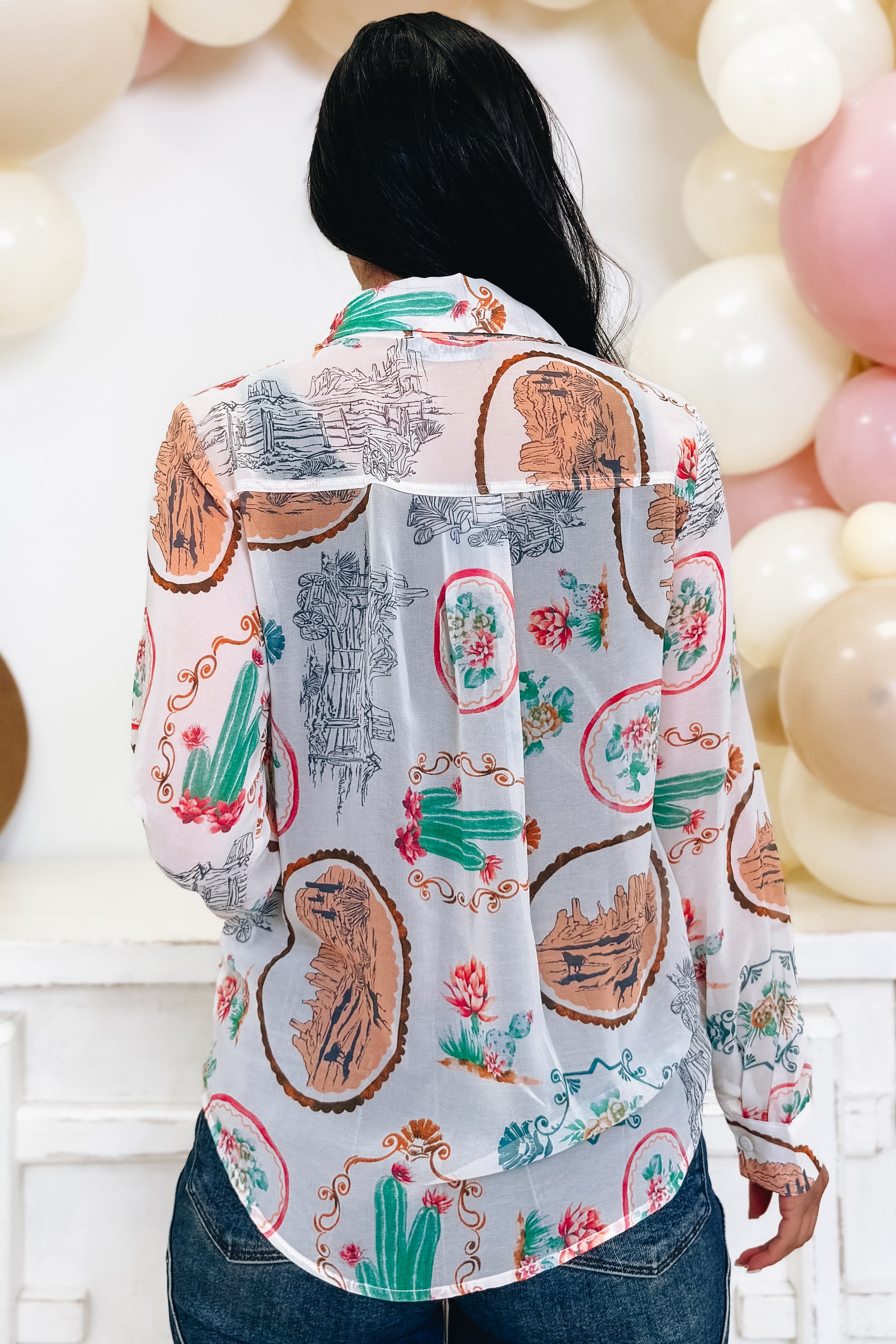 Cacti Country Button Down Top