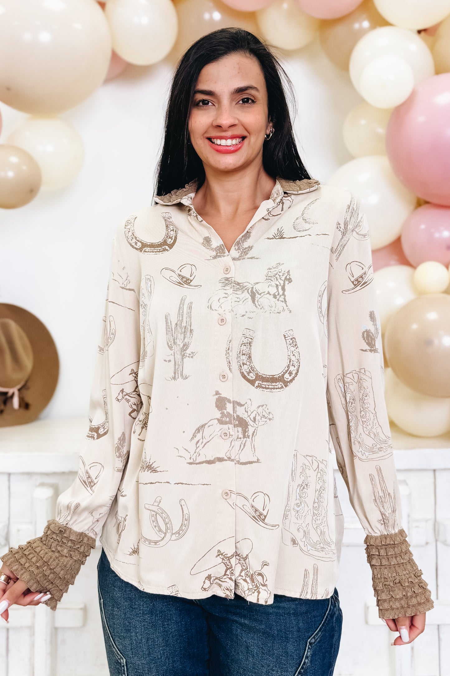 Dusty Rose Rodeo Button Down Top