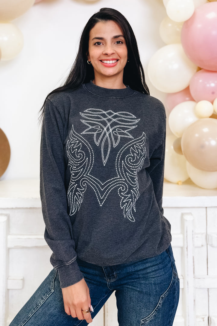 Country Western Embroidered Sweatshirt - 3 Colors!