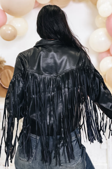 Fringe & Faux Leather Jacket- 2 Colors!