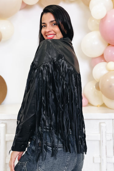 Fringe & Faux Leather Jacket- 2 Colors!