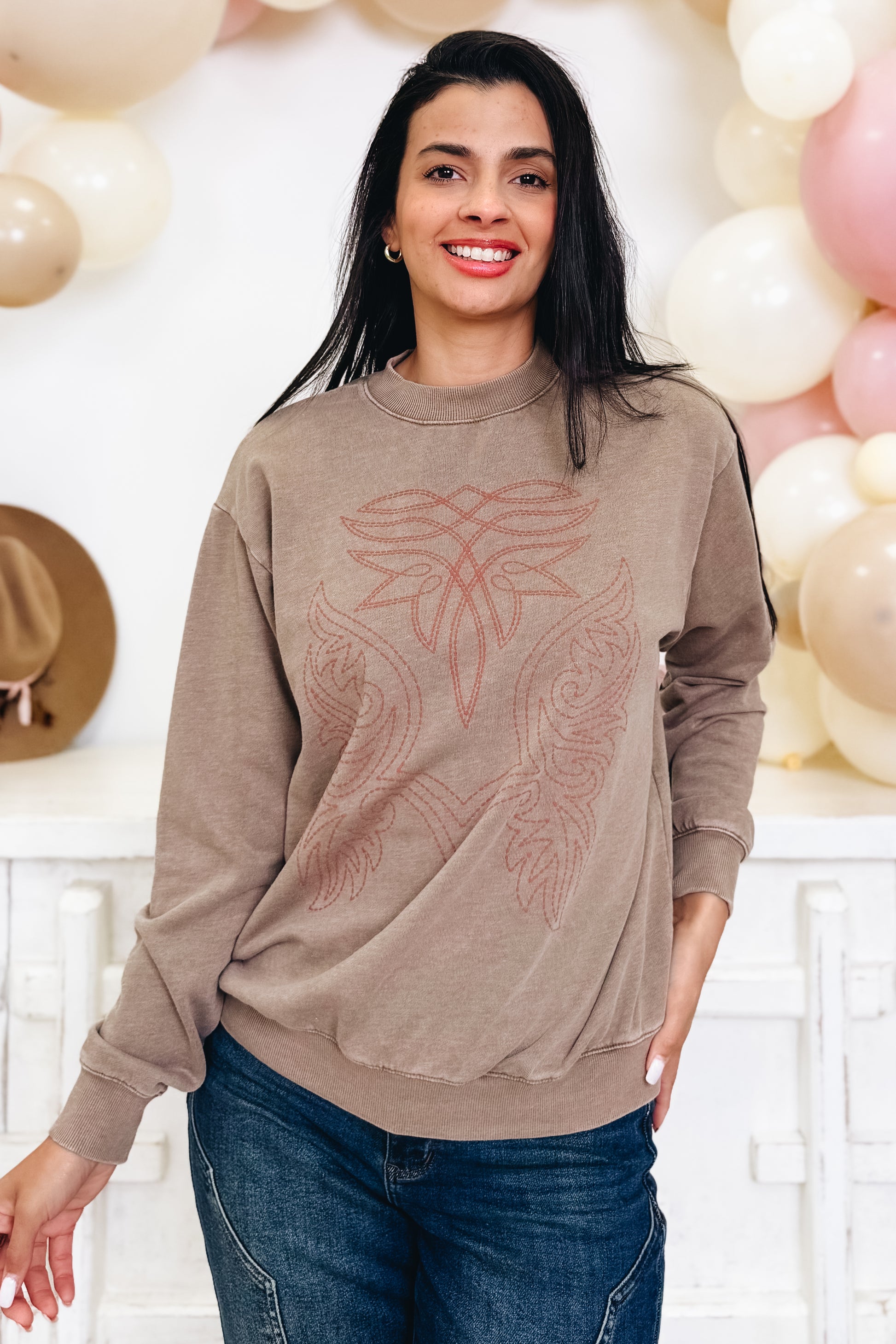 Country Western Embroidered Sweatshirt - 3 Colors!