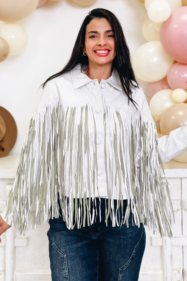 Fringe & Faux Leather Jacket- 2 Colors!