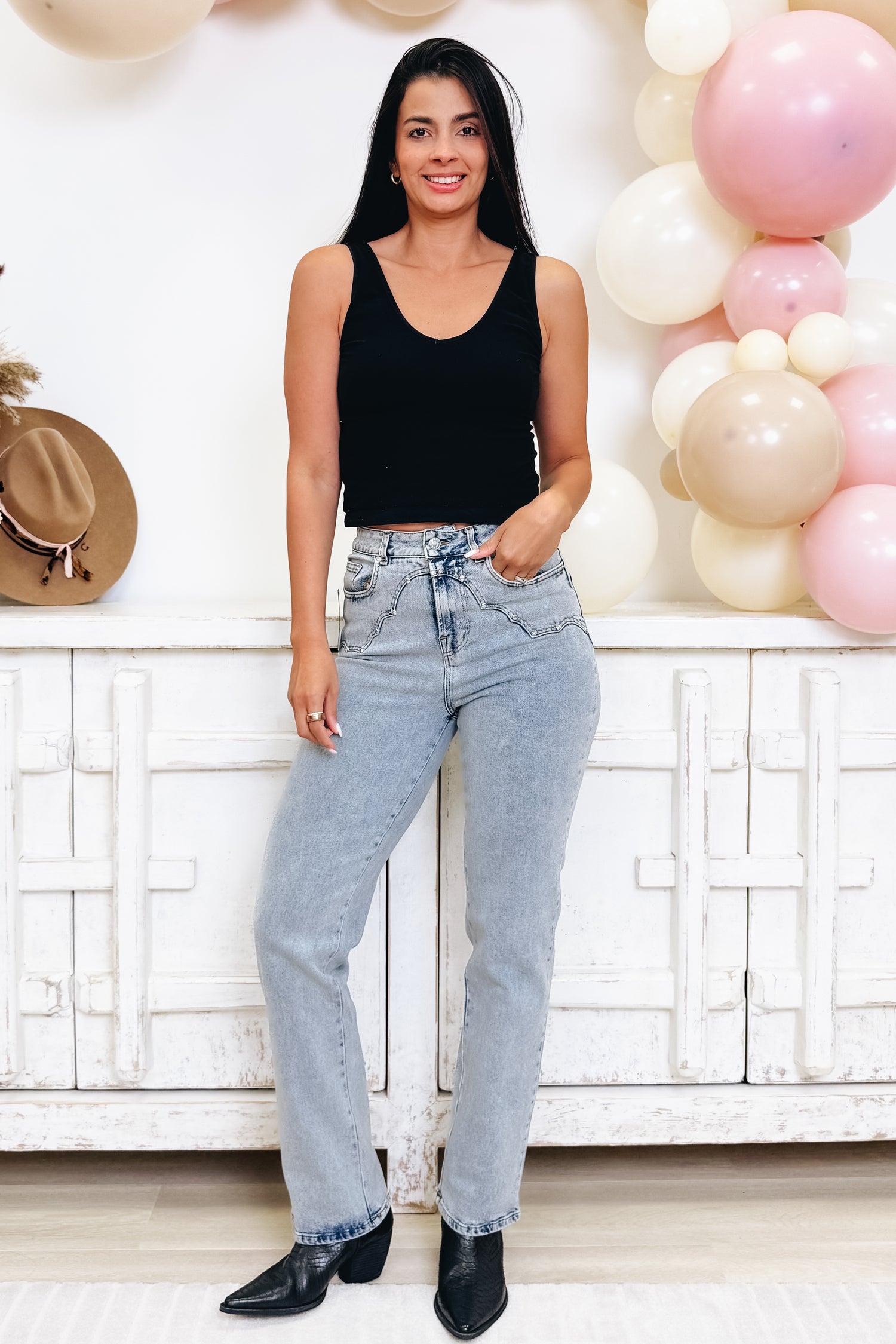 Count On Me By Blue B - Mid Rise Western Jeans - Light Wash