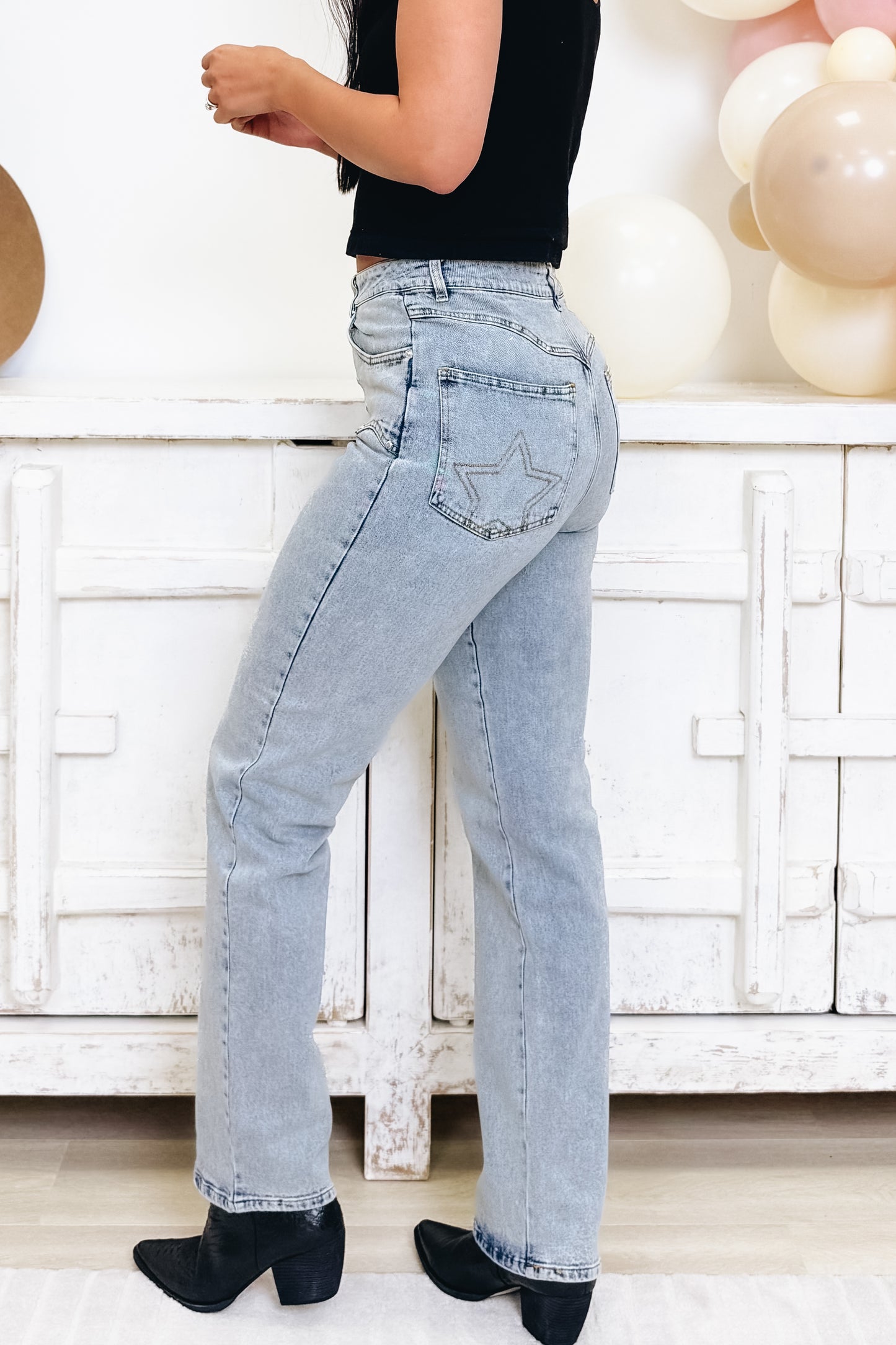 Count On Me By Blue B - Mid Rise Western Jeans - Light Wash