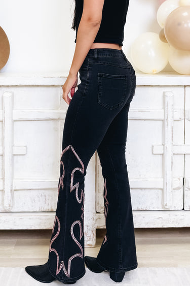 Rodeo Queen By Saints & Hearts - Embellished Flare Jeans - Black