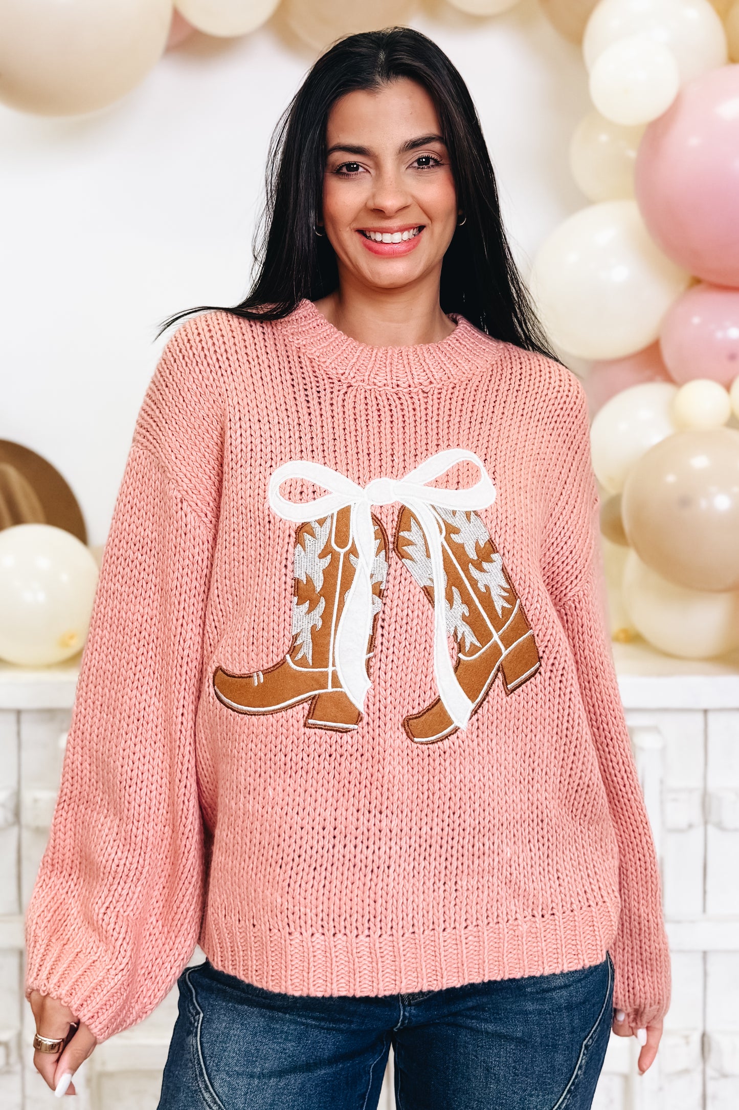Knot Your Average Cowgirl Boots Ribbon Sweater