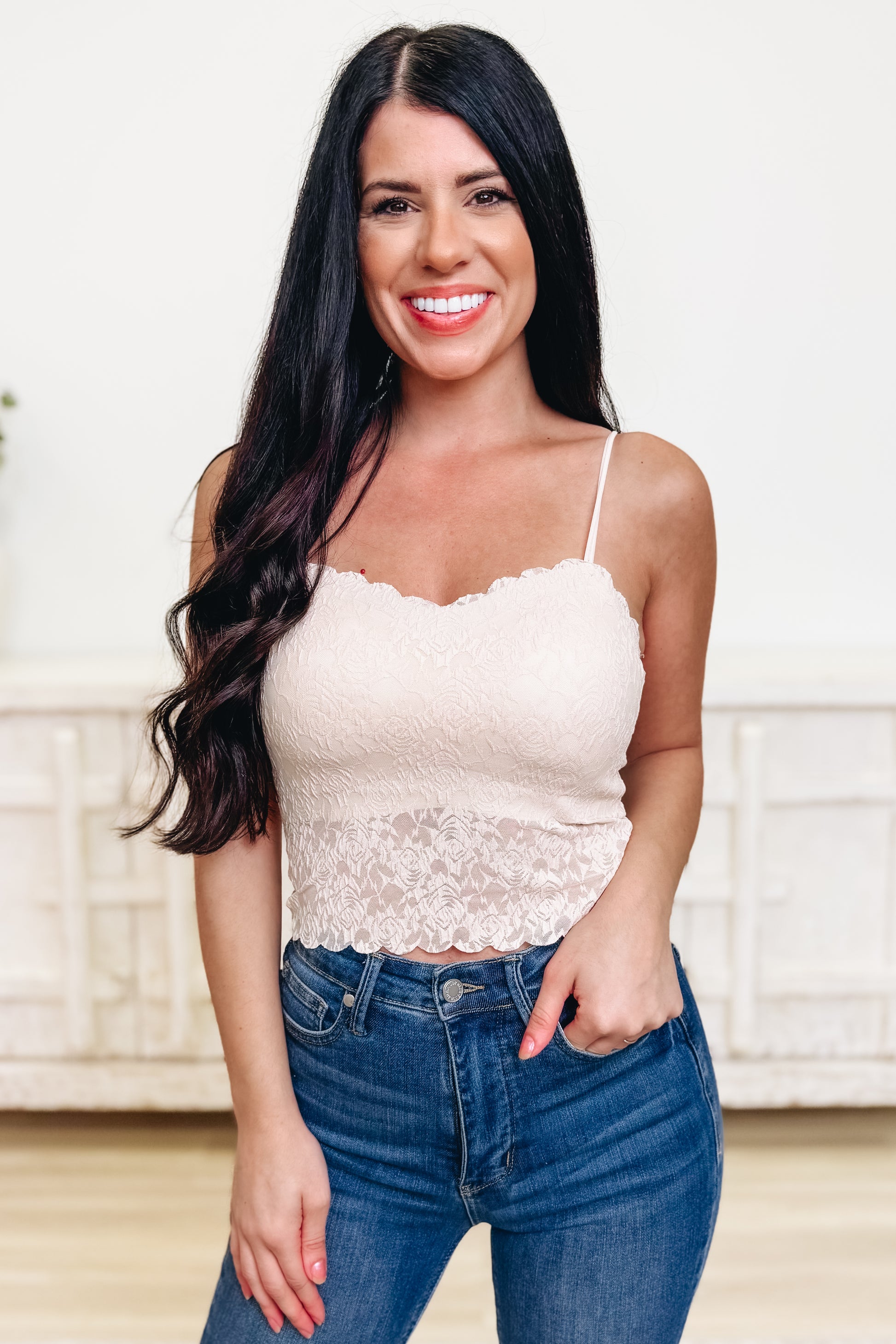 Certain Edge To Her Bralette - 2 Colors!