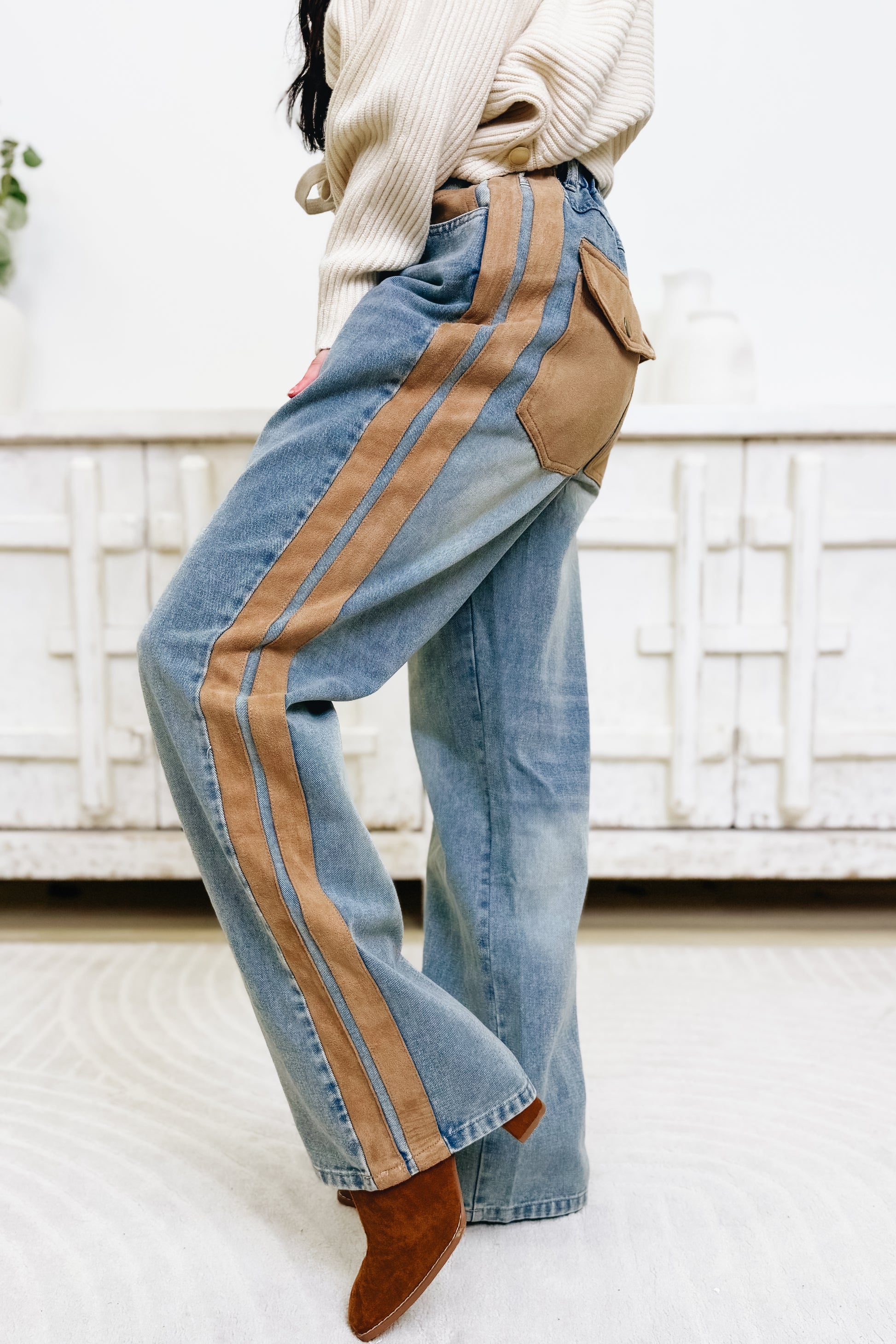 Blessed & Favored Pants - Washed Denim