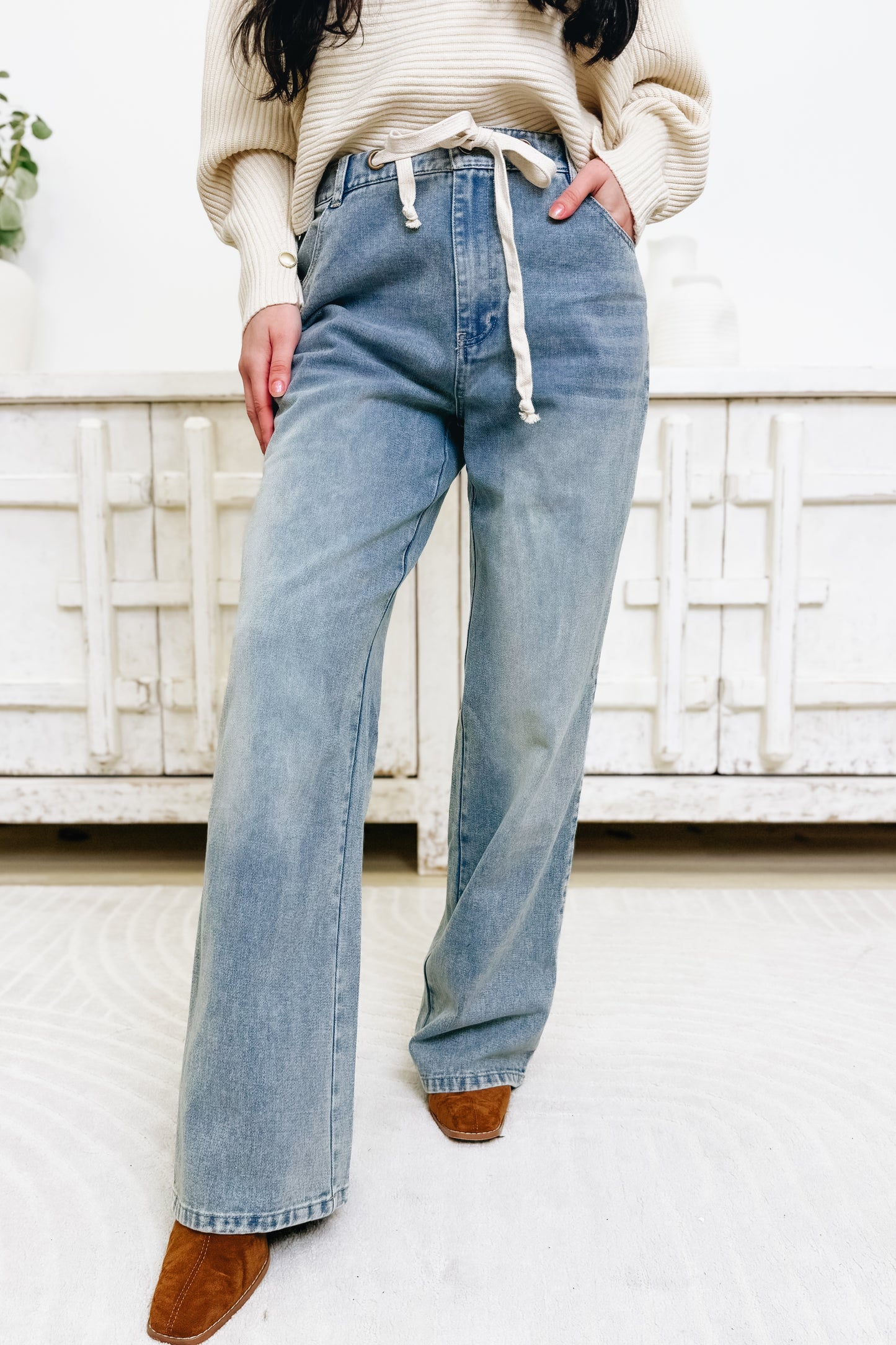 Blessed & Favored Pants - Washed Denim