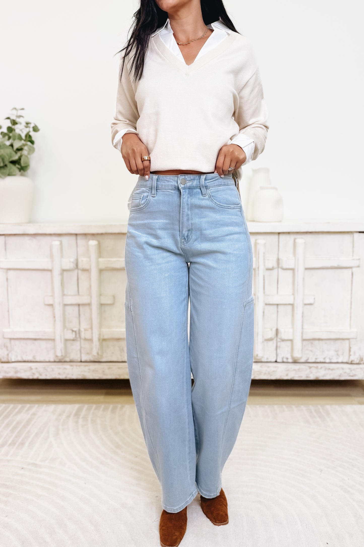 Built Different By Flying Monkey - High Rise Barrel Jeans