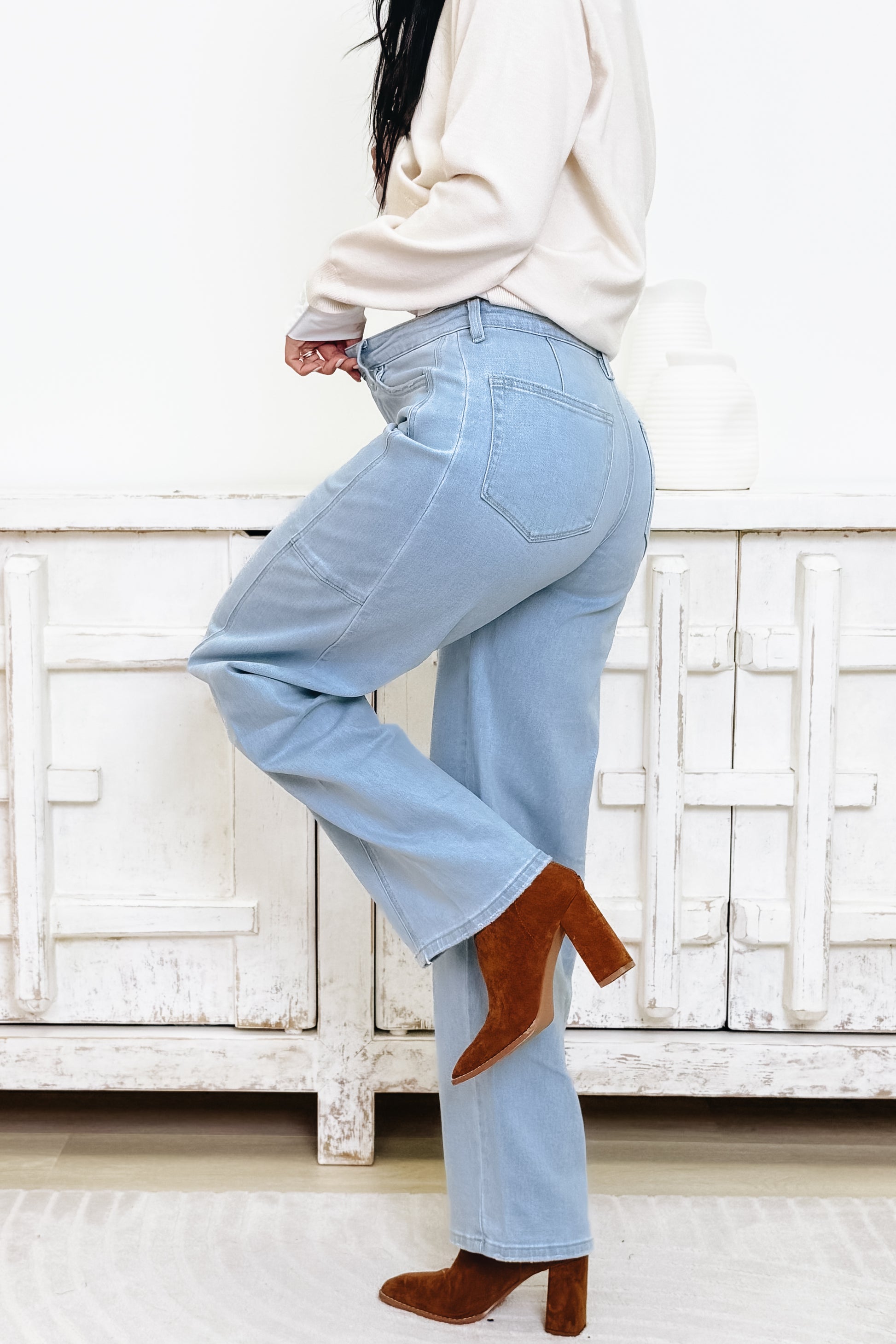 Built Different By Flying Monkey - High Rise Barrel Jeans