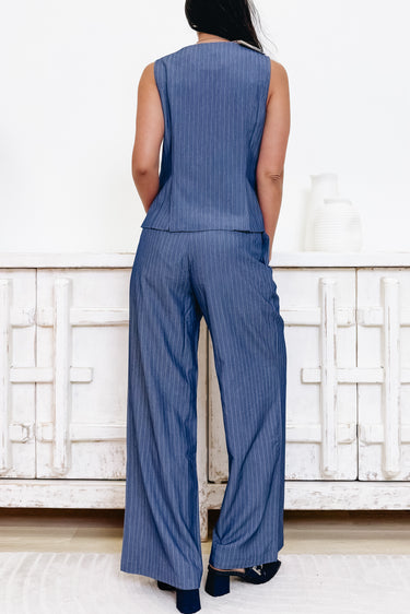 Put A Pinstripe In It Pants - Denim White