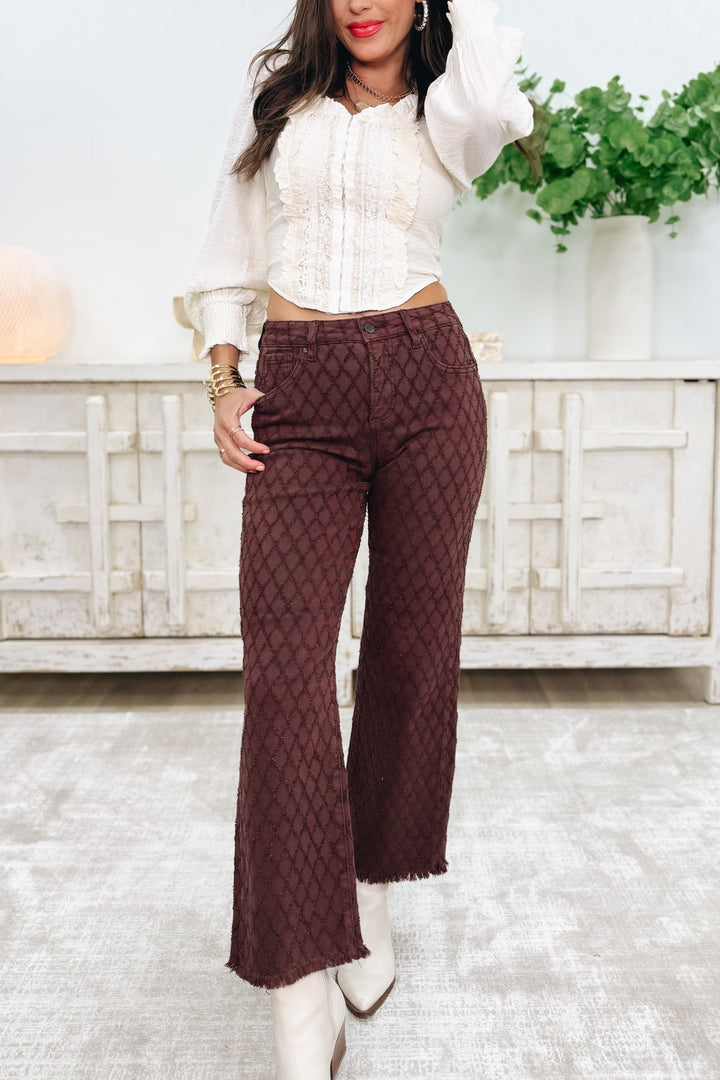 Honey Crush By Risen - High Rise Tummy Control Straight Jeans - Choco Brown
