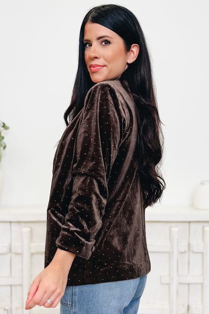 Be So Sparkly Rhinestone Velvet Blazer