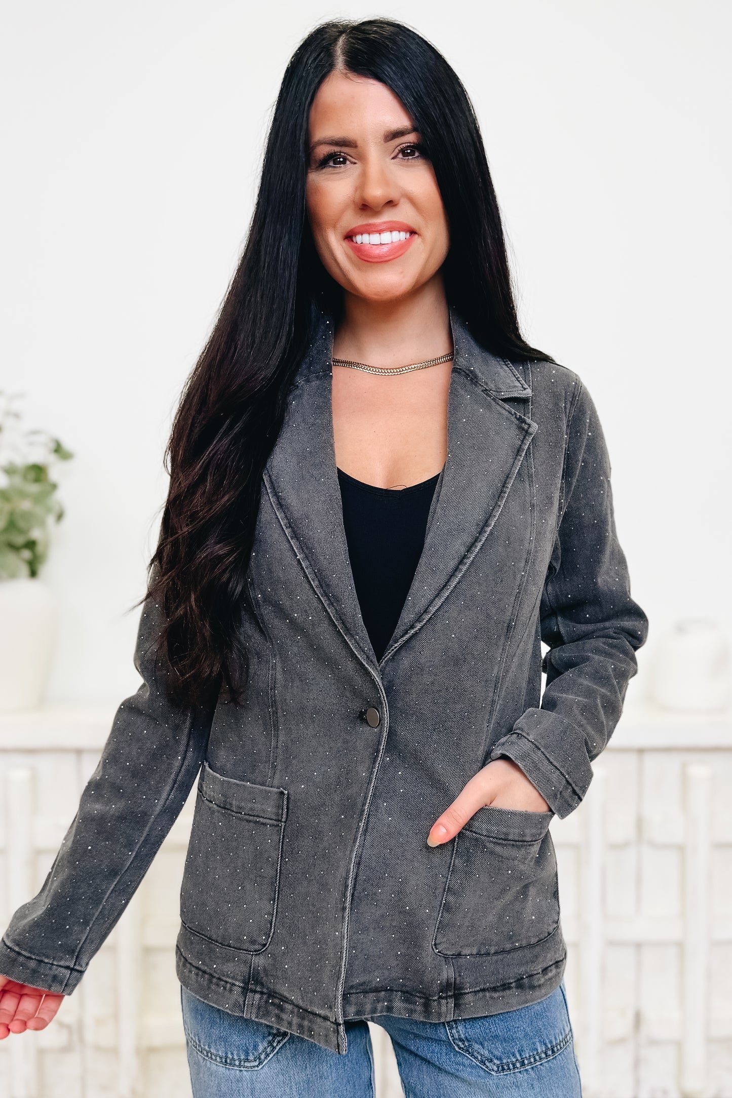 Shine & Glow Rhinestone Denim Jacket