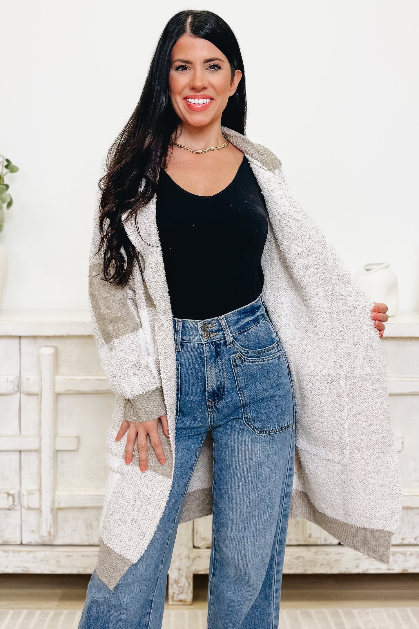 Soft Served Comfort Checkered Cardigan