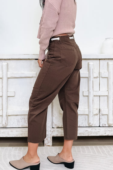 Worn Wild By Le Lis - High Rise Barrel Jeans - Chocolate