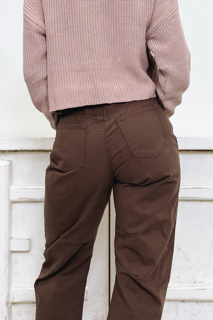 Worn Wild By Le Lis - High Rise Barrel Jeans - Chocolate