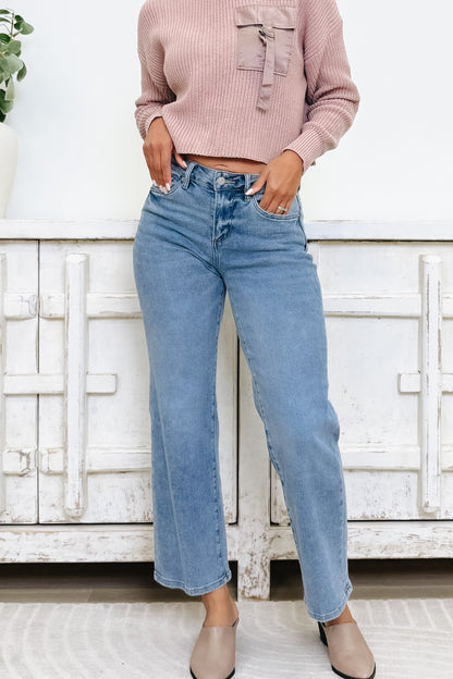 The Chic By Mica - Mid Rise Loose Fit Straight Jeans