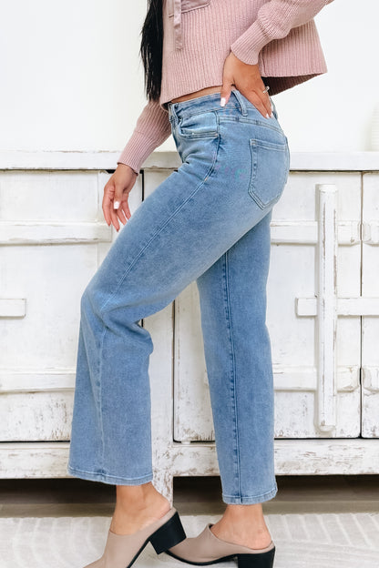 The Chic By Mica - Mid Rise Loose Fit Straight Jeans